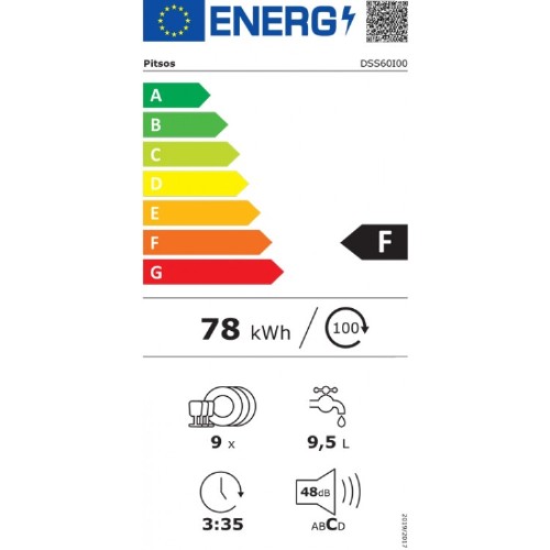 ΠΛΥΝΤΗΡΙΟ ΠΙΑΤΩΝ ΕΛΕΥΘΕΡΟ 45CM PITSOS DSS60I00 (F / INOX / 9 ΣΕΡΒ / Wi-Fi)